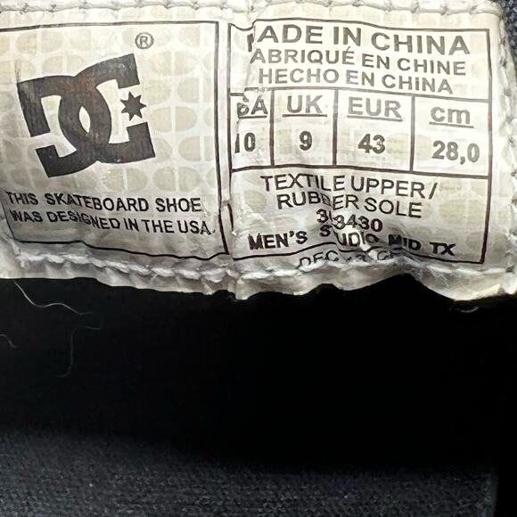 DC Shoes Mens 10 Studio Mid Gray Skate Sneaker - Picture 9 of 10